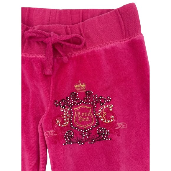 Vtg Y2K Juicy Couture Pink Velour Rhinestone Track Pants | Barbiecore McBling S - Picture 4 of 16